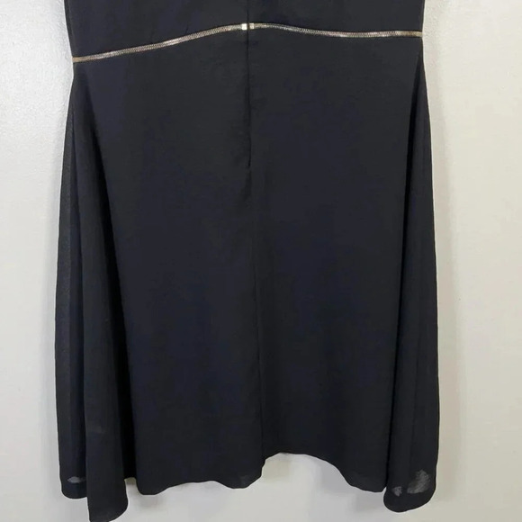 Sandro Paris Fit And Flare Gold Tone Waist Chiffon Black Dress - Picture 15 of 16